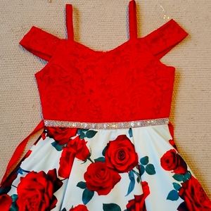Red Rose Hi-low dress girls size 12